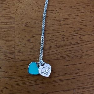 Tiffany & Co Mini Double Heart Tag Necklace